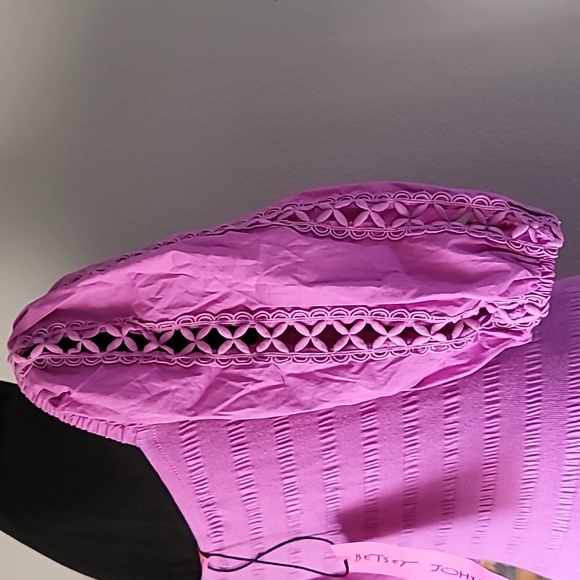 New! BETSEY JOHNSON Radiant Orchid Knit Poplin Sleeve Dress. Small - Picture 14 of 17